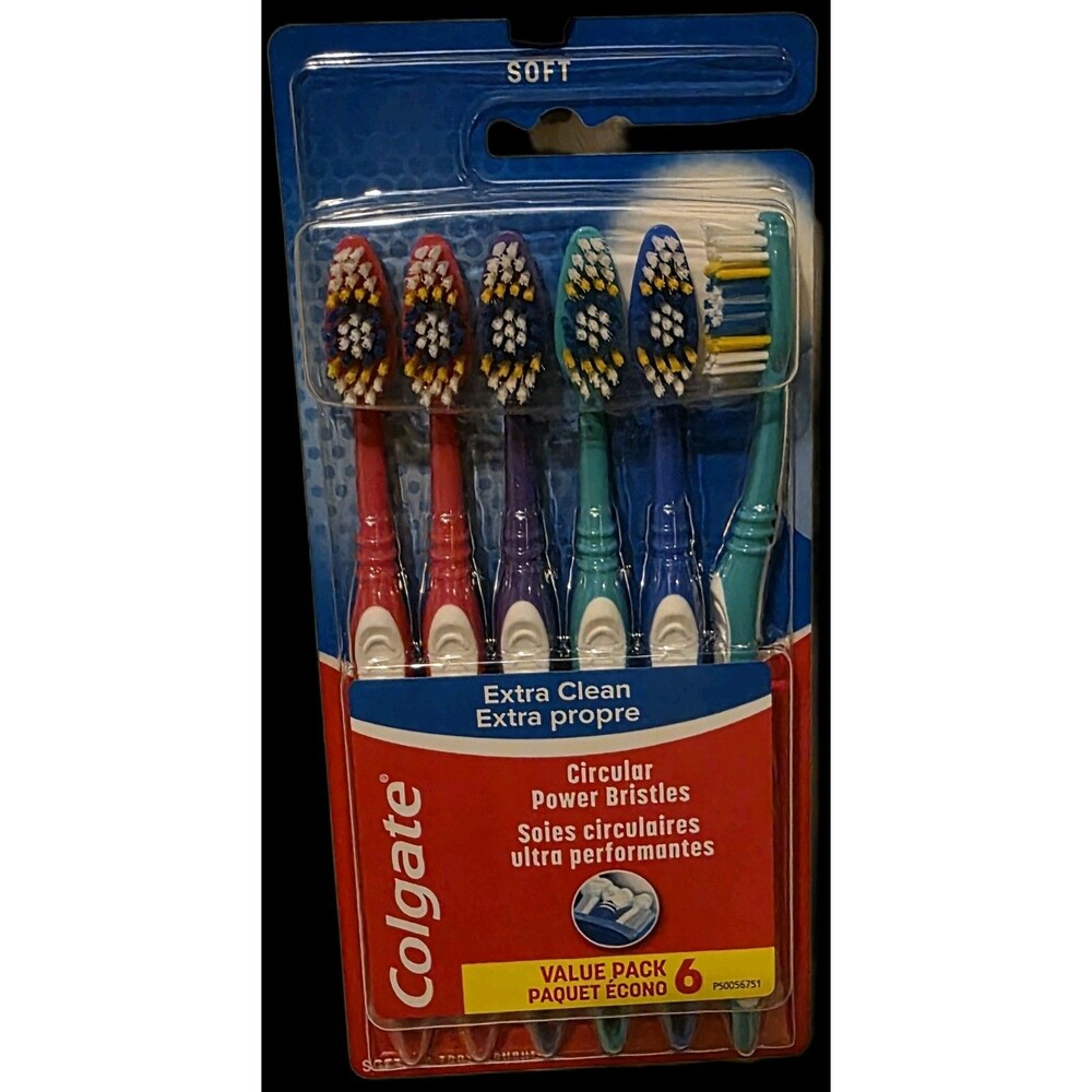 6 Pack Colgate Extra Clean Toothbrush, Adult Soft Bristle NIB